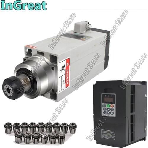 3PH 380V 2.2KW CNC Router Spindle Motor Air Cooled Kit 3hp ER25 Spring collet 18000RPM 300Hz + 3KW VFD Inverter +ER25 Collets