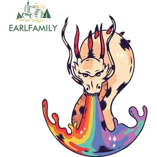 EARLFAMILY 13cm x 9.8cm For Rainbow Dragon Cartoon Surfboard Decal Waterproof Car Sticker Air Conditioner Car Door Protector