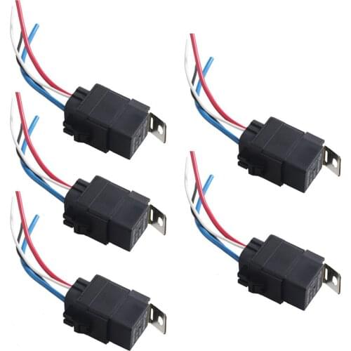 EE support 5Pcs 12V 40A SPST Relay Socket Plug 4Pin 4 Wire Waterproof Seal Iron Truck Car Accessories