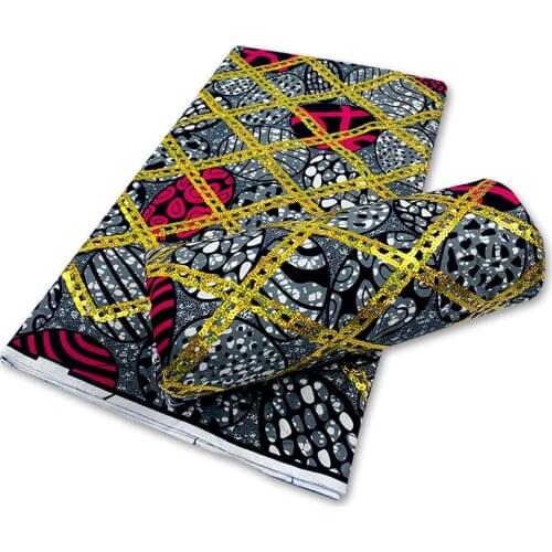 Wax Sequins Lace Fabric 6 Yards Luxury African Lace Fabric Ankata High Quality Multicolor Lace Embroidered Material For Wedding