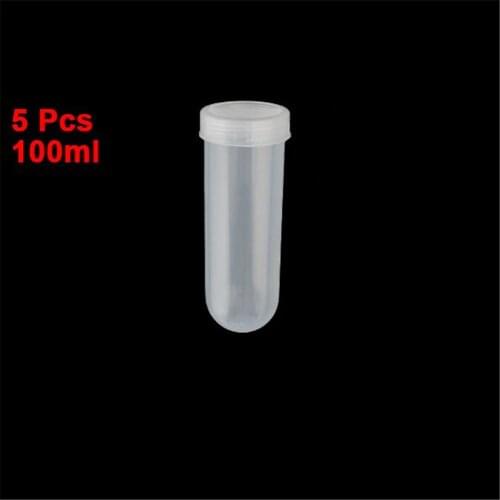 Lab Plastic Round Bottom Centrifuge Tube 100ml w Threaded Cap 5 Pcs