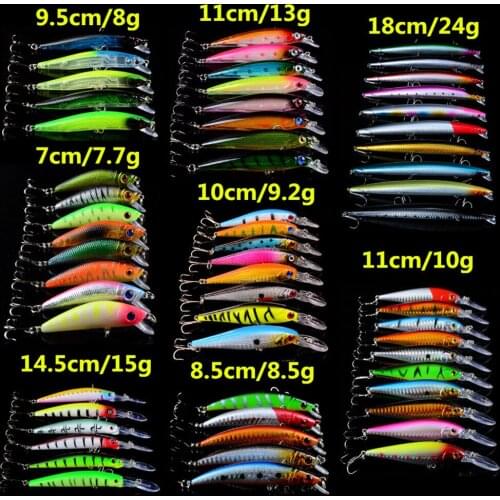 LINGYUE Set Mixed 8 Varisized Minnow Models Fake Fish Bait 60pcs/lot Fishing Lures Quality Professional Wobblers Fishing Tackle