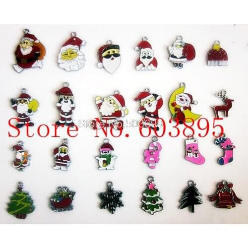 LKSDL!! 20Pcs/Lots Enamel MIXED Christmas Series charms pendants for key charm