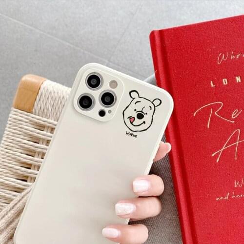 Cute Cartoon bear Phone Case For iPhone 12MINI 7 8 Plus X XR 11 12 Pro XS Max Soft Liquid silicon Shockproof Capa off