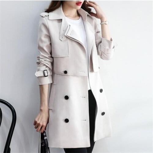 Fashion Classic Double Breasted Trench coat Women Windbreaker 2-piece Ladies Elegant Slim long Coat Casual spring Autumn Outwear