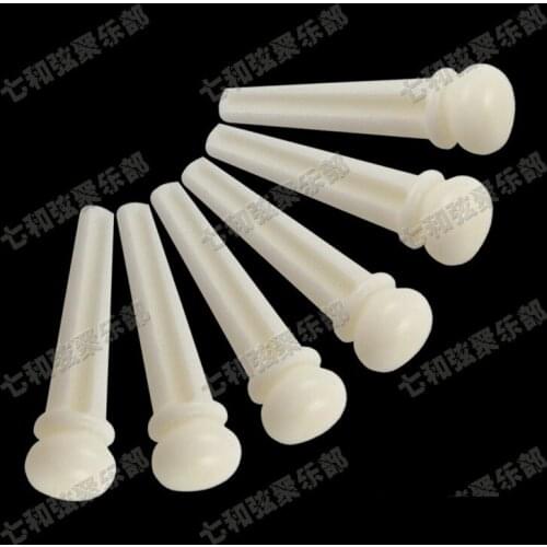 A set of 6 Pcs White BONE Guitar Bridge Pins For Flok Acoustic guitar (Not Inlaid any Dot)