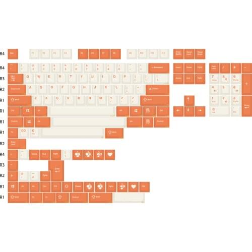 EnjoyPBT Orange and White ABS Doubleshot Mechanical Keyboard Keycaps Set