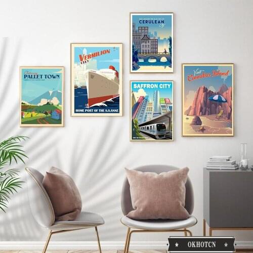 Island Japan City Town Landscape Poster Wall Art Canvas Painting Travel Modular Pictures for Living Room Home Decor Gift