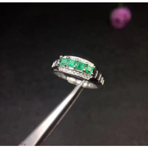 Natural emerald, small row, 925 silver, personality, style, latest design, favorite beauty