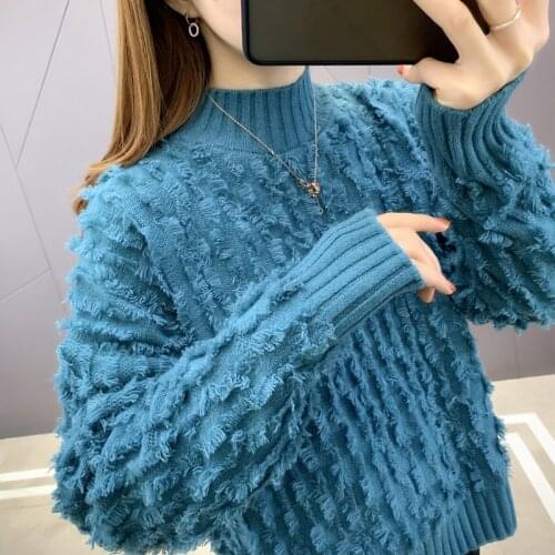 Room 190082, 7 in row 5 】 make half a turtleneck pure color tassel turtleneck sweater [1188] 50