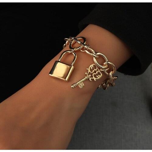 ORNAPEADIA 2021 New Korean Hiphop Simple Heart-shaped Bracelet for Women Fashion Trend OT Buckle Chain Couple Bracelet
