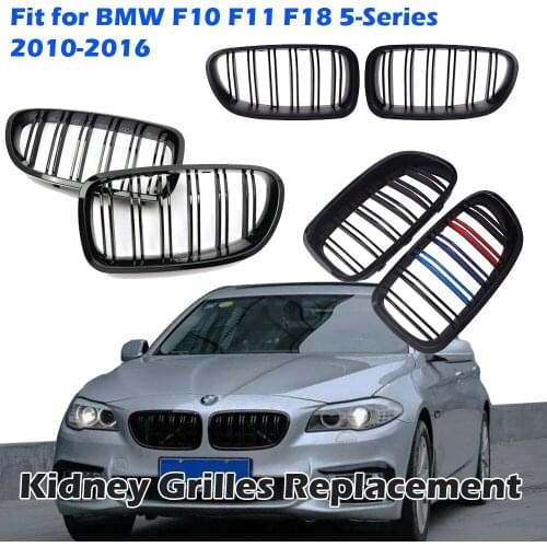 Front Hood Kidney Grille Bumper Black Dual Grill Fit for BMW F10 F11 F18 5-Series 2010-2016,Car Accessories Replacement Part