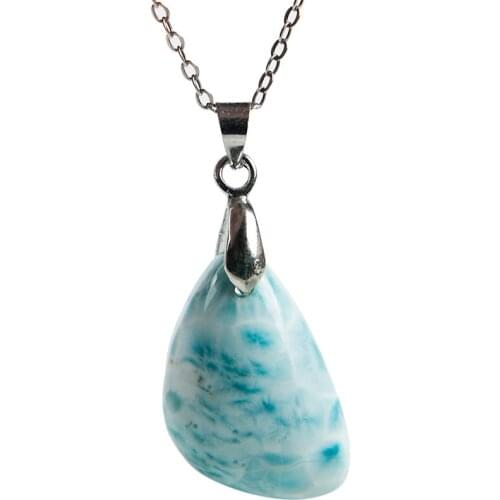 Genuine Natural larimar Stone Women Crystal Fashion Charm Jewelry Pendant 24*15*8mm