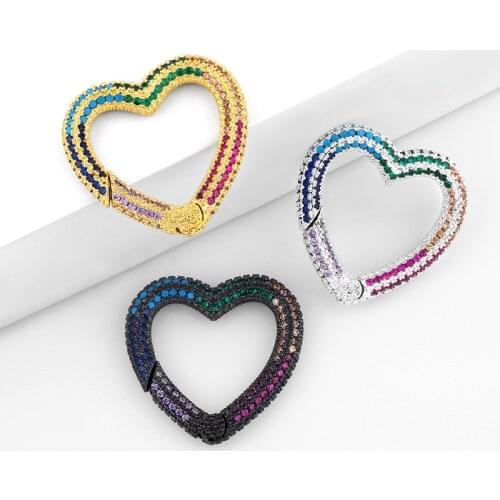 Rainbow DIY Pendant Carabiner Heart Screw Clasps Decoration For Mesh Chains Gothic Jewelry Making Supplies cspa010