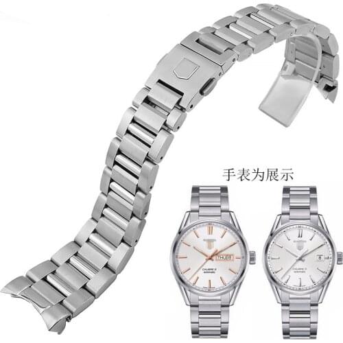 20mm 22mm Watch Band Bracelet Silver Balck Solid Stainless Steel Luxury Curved End Watchbands Strap Metal Watch Band Accessories