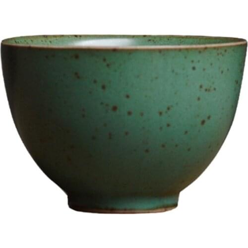 Retro Tea Bowl Green Black White Color Master Single Cup Vintage Kiln Tea Cup Japanese Style Drinkware Porcelain Teacups