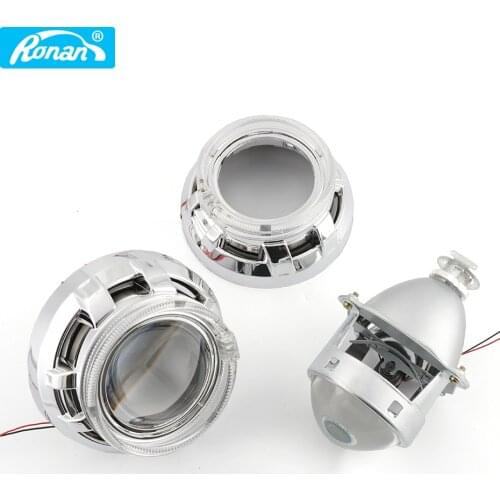 Ronan 3.0 inch metal bi xenon projector lens with led angel eyes shrouds for socket H1 H4 H7 car styling DIY retrofit