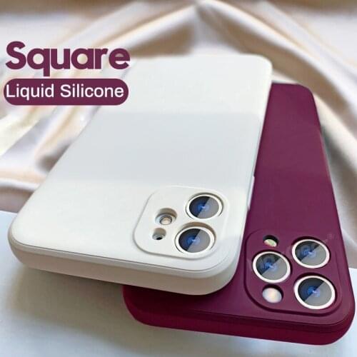 Luxury Square Original Liquid Silicone Soft Case For iPhone 12 Pro 12 Mini X XR XS Max 7 8 6 6s Plus SE 2 2020 11 Pro Max Cover