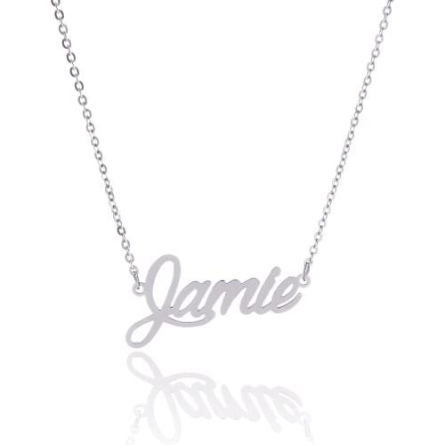 Silver English Name Necklace Customized Nameplate Stainless Steel Name Necklace Personalise