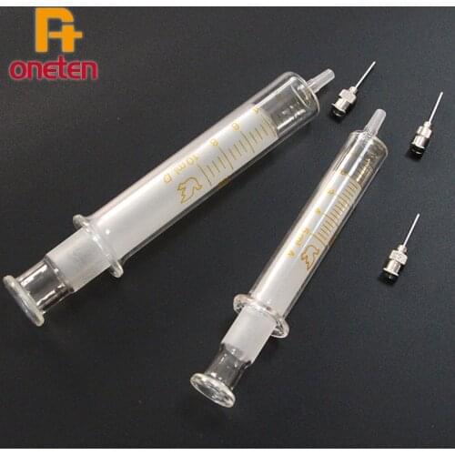 Glass Syringe 5ml 10ml Syringe Metal Needle Welding Oil Container Glass Push Rod Mobile Phone Repair Tool