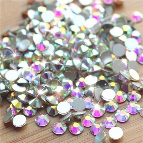 Starry AB Rhinestones For Nails 3D Flatback Glass Strass Non Hotfix Shiny Crystal Charm Nail Art Glitter Decorations Tools