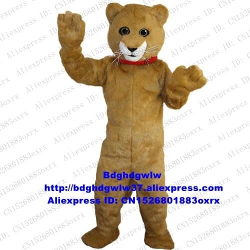 Light Tan Long Fur Leopard Panther Pard Cougar Cheetah Panthera pardus Mascot Costume Adult Marketing Promotions Newest zx556