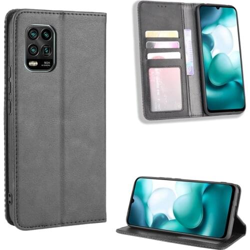 Retro Slim Leather Flip Cover For Xiaomi Mi 10 Lite Case Wallet Card Stand Magnetic Book Cover For Xiaomi Mi10 Lite Phone Cases