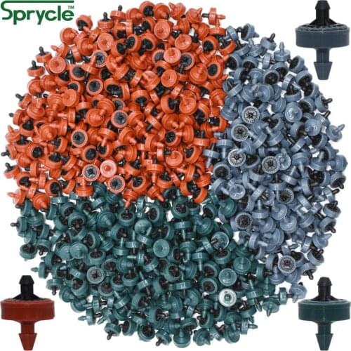 SPRYCLE 200PCS 2L 4L 8L/H Pressure Compensating Drip Irrigation Emitter Dripper Garden Watering 4/7MM 1/4INCH PE Hose Greenhouse