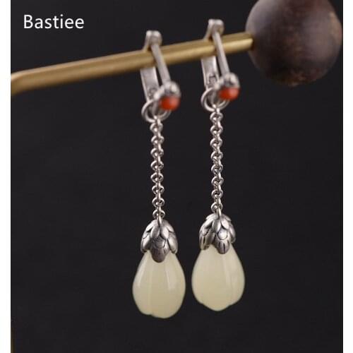 Bastiee Water Drop Silver Earrings 925 Women Dangle Earrings Jade Korean Earrings Pearl Earrings Gifts For Women Silver