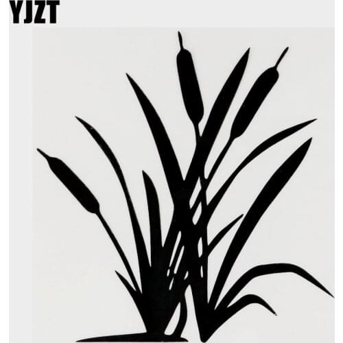 YJZT 13.4CM×14.2CM Cattail Aquatic Plants Fun Vinyl Car Sticker Decal Black/Silver 18B-0136