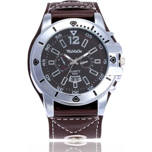 2019 Fashion Womage Brand Casual Men Watch Sports Wristwatches Pu Leather Strap Quartz Watches Gentleman Big Dail With Relogio