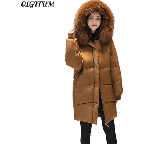 Winter Female Coat 2020 New Winter jacket Big Fur Collar Hooded Long section Cotton coat women loose thicken warm Parkas Coat