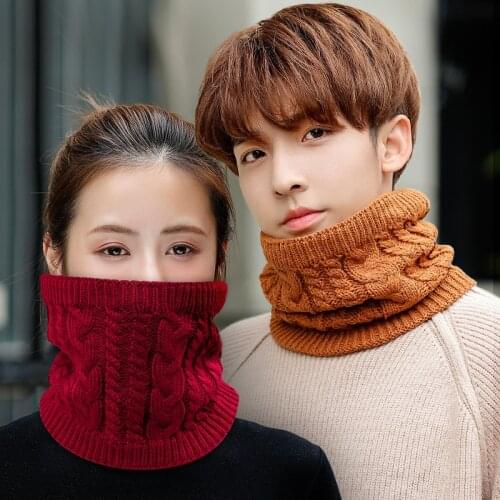 Unisex Winter Plus Velvet Thicken Elastic Pullover Fake Collar Warm Scarve Female Twist Knit Woolen Cycling Neck Guard Scarf O16