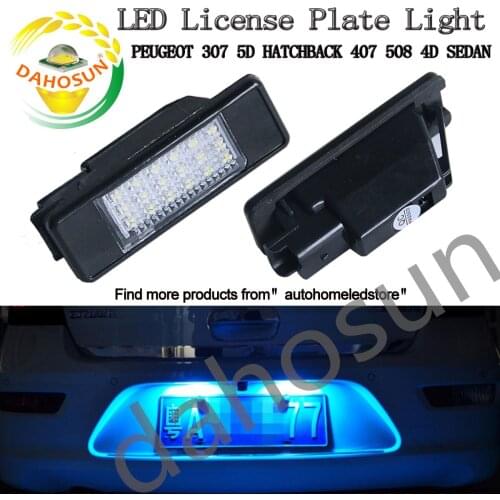 2Pcs Dahosun White LED License Plate Light Lamp For PEUGEOT 106 207 307 308 3008 406 407 508 607