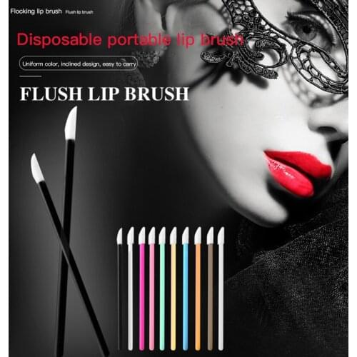 50 Disposable Solid Lip Brush Sticks Single Lipstick Makeup Brush Portable Mini Lip Gloss Brush Makeup Tool Beauty Cosmetic