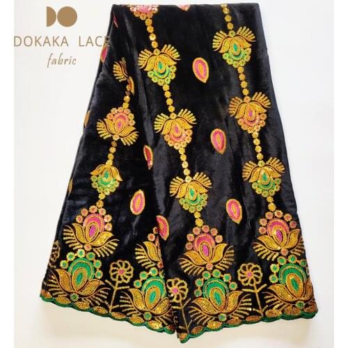 African High Quality Velvet Lace Fabrics With Sequins 2019 Winter Christmas Gowns Wedding Dresses Laces Material Sequined Velvet