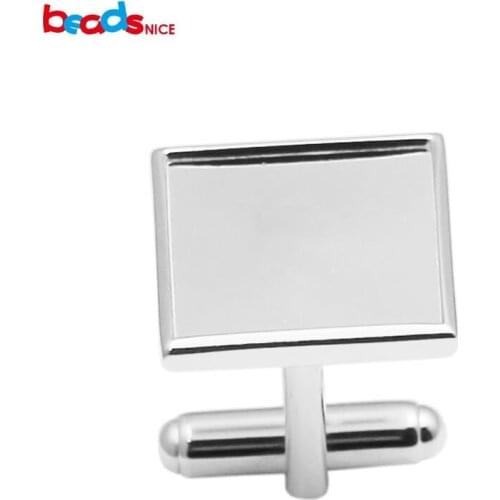 Beadsnice 925 Sterling Silver Square Photo Cufflink 16mm Cabochon Setting Wedding Accessories Groomsmen Gifts ID 30930