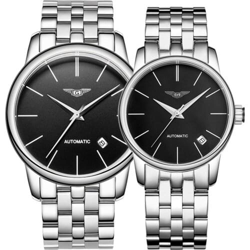 Couple Watch Gift GUANQIN Top Brand Luxury Automatic Mechanical Watch Men Stainless Steel Waterproof Clock Relogio Masculino