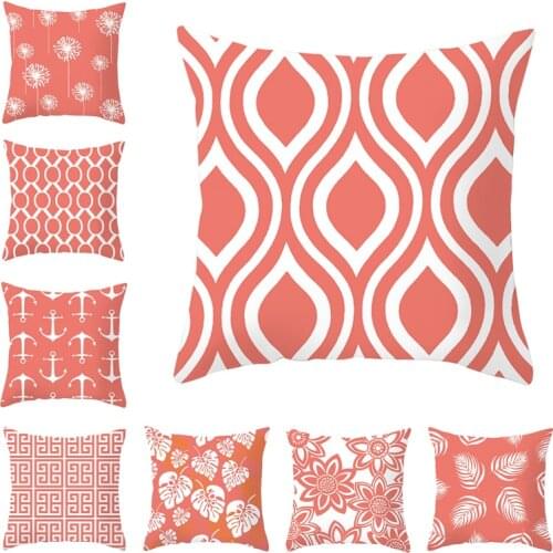 Home Decor Digital Printing Cushion Cover Polyester Living Room Sofa Car Seat Coral Color Throw Pillow Case 45x45cm