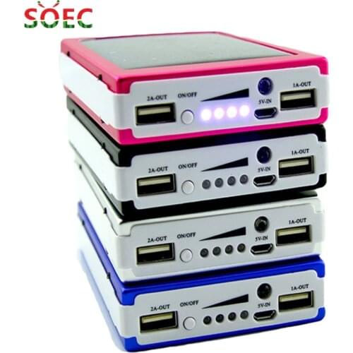 New Hot 1SET 5x18650 Powerbank Cover Power Bank 18650 Solar Power Bank Case DIY Box Dual USB Kit Phone Charger Flashlight