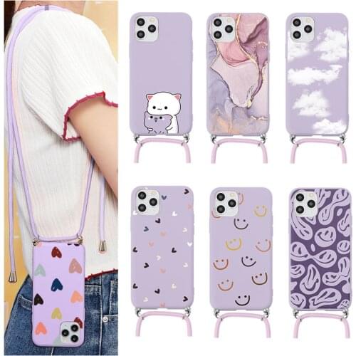 Crossbody Lanyard Neck Strap Case For iPhone 11 11pro 12 Pro XS Max Mini XR X SE 2020 Couqe For iPhone 7 8 6 S Plus Marble Cover