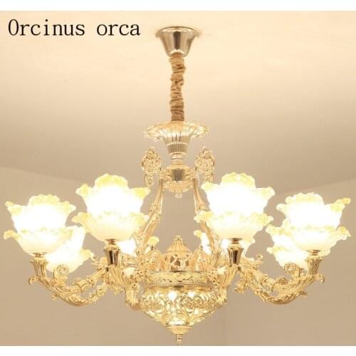 European luxury zinc alloy chandelier villa room dining room bedroom American style compound crystal golden Chandelier