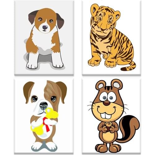 GATYZTORY Frame Painting By Numbers Kits For Kids Beginner Cartoon Animal Paints Diy HandPainted Drawing Kits Bedroom Decor