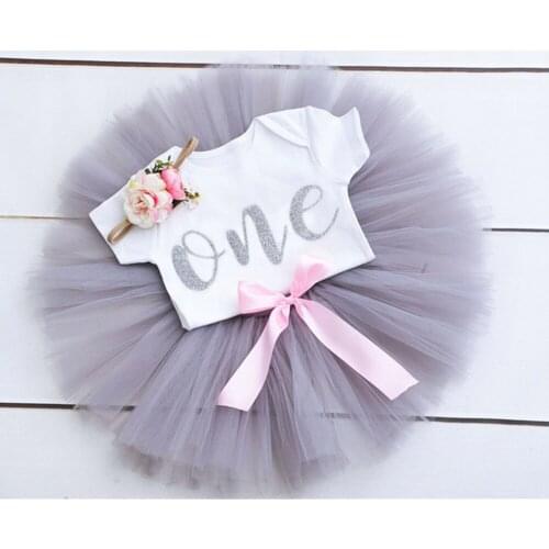 Personalised Baby Girl baby shower outfit gray Tutu Dress First Birthday gift Christening Cake Puffy Vestido newborn has arrived