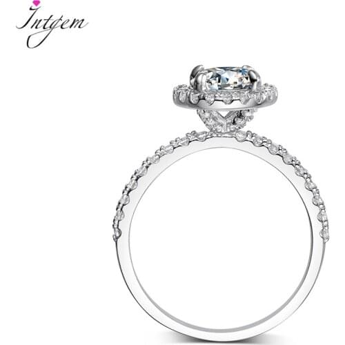 White Gold Round 6.5mm Moissanite Ring for Women Fine Fashion Jewelry Engagement Wedding Rings for Couples Luxury Diamond Ring