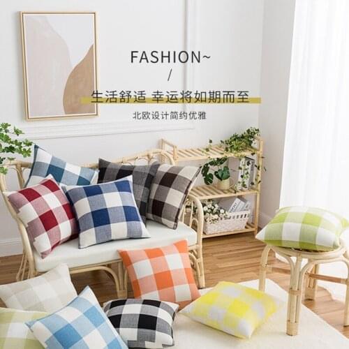 Set of 2 Geometry Squares Throw Pillow Case Nordic Cushion Cover Countryside Style Black and White Throw Pillow Hold Pillow