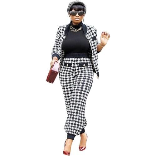 Two Piece Set Women Sets Pants Woman Suit Casual Elegant Outfits Long Sleeve Plaid Blazer Sets Bulk Items Wholesale Lots