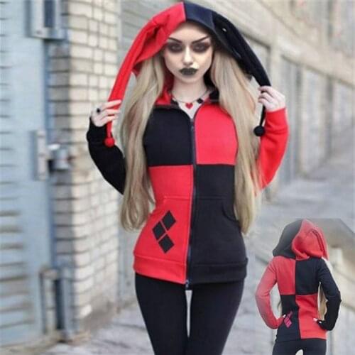 Adult Men Women Costume Funny Clown Hooded Coat Cosplay Halloween Carnival Movie Joker Performance Clothing C40M15