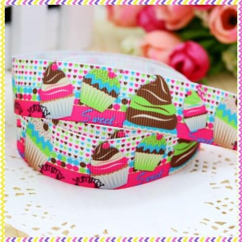 7/8'' Free shipping cupcake printed grosgrain ribbon headwear hair bow diy party decoration wholesale OEM 22mm B608