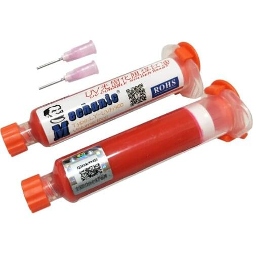 MECHANIC 2pcs Red UV Curable Solder Mask Neddle Soldering Paste Flux Cream For PCB BGA Circuit Board Protect Welding Fluxes Oil